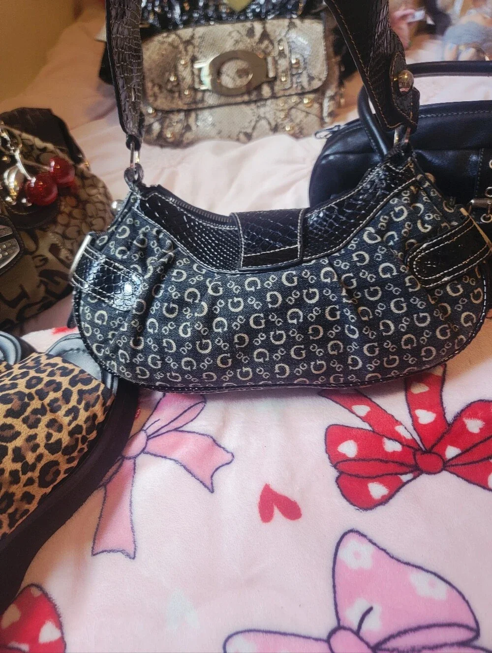 Y2k 2000s Era Vtg Monogram Baguette Purse Studded Guess  Clean Excellent
